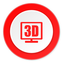 3d display red circle 3d modern design flat icon on white background