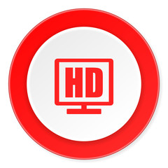 hd display red circle 3d modern design flat icon on white background