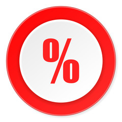 percent red circle 3d modern design flat icon on white background