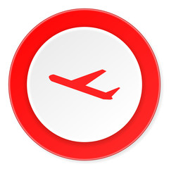 deparures red circle 3d modern design flat icon on white background