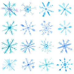Fototapeta premium Watercolor snowflakes set