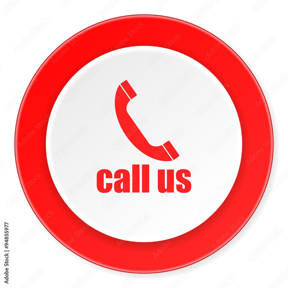 Aufkleber call us red circle 3d modern design flat icon on white background