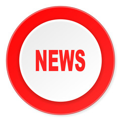 news red circle 3d modern design flat icon on white background