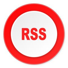 rss red circle 3d modern design flat icon on white background