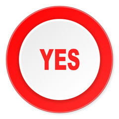 yes red circle 3d modern design flat icon on white background