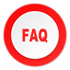 faq red circle 3d modern design flat icon on white background