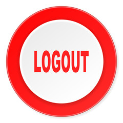 logout red circle 3d modern design flat icon on white background