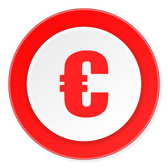 euro red circle 3d modern design flat icon on white background