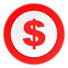 dollar red circle 3d modern design flat icon on white background