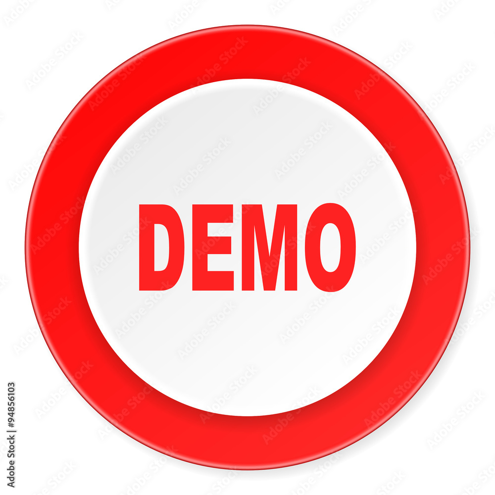 Poster demo red circle 3d modern design flat icon on white background