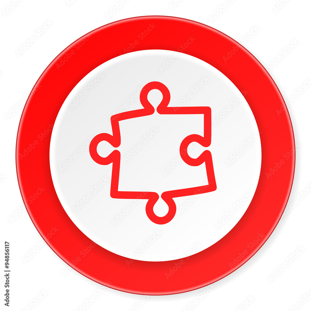 Poster puzzle red circle 3d modern design flat icon on white background