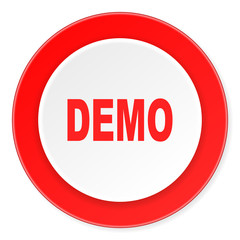 demo red circle 3d modern design flat icon on white background