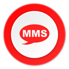 mms red circle 3d modern design flat icon on white background