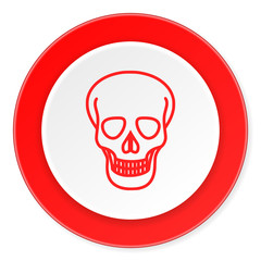 skull red circle 3d modern design flat icon on white background