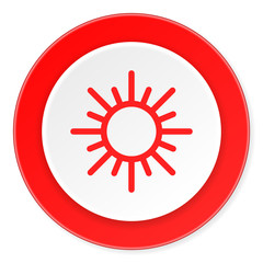 sun red circle 3d modern design flat icon on white background