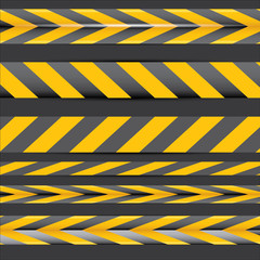 Yellow security warning tapes set Caution