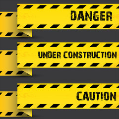 Yellow security warning tapes set Caution