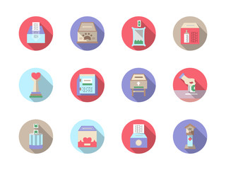 Fototapeta premium Fundraiser flat color vector icons set