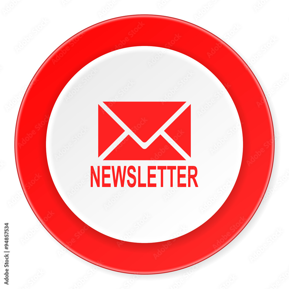 Aufkleber newsletter red circle 3d modern design flat icon on white background