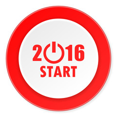 year 2016 red circle 3d modern design flat icon on white background