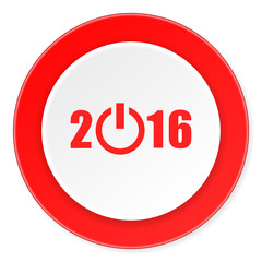 year 2016 red circle 3d modern design flat icon on white background