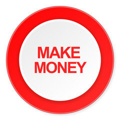make money red circle 3d modern design flat icon on white background