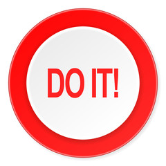 do it red circle 3d modern design flat icon on white background