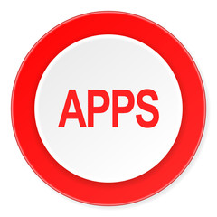 apps red circle 3d modern design flat icon on white background