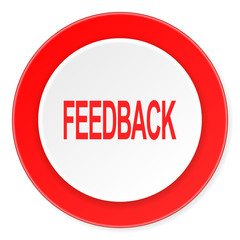 feedback red circle 3d modern design flat icon on white background