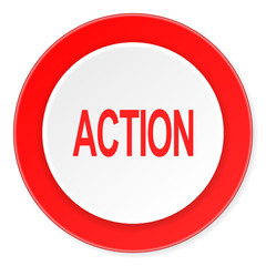 action red circle 3d modern design flat icon on white background