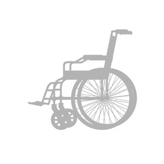 Fototapeta na wymiar Wheelchair silhouette. Stroller with wheels for movement of peop
