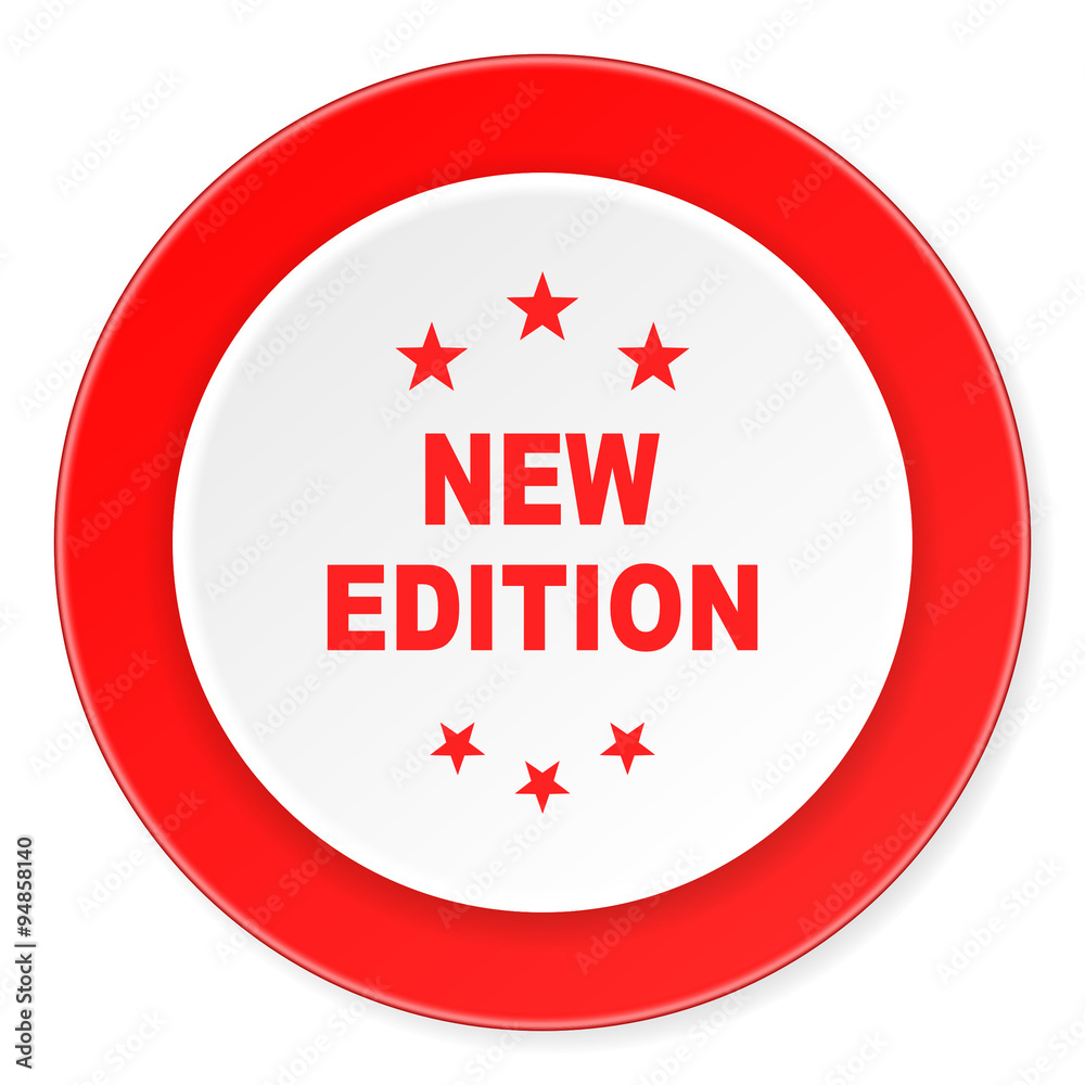 Poster new edition red circle 3d modern design flat icon on white background