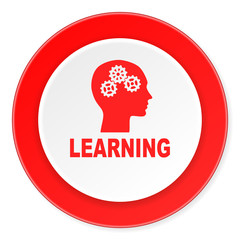 learning red circle 3d modern design flat icon on white background