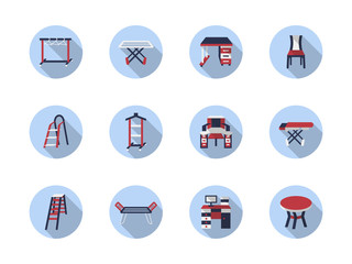 Home care flat round vector icons