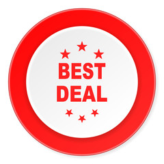 best deal red circle 3d modern design flat icon on white background