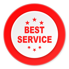 best service red circle 3d modern design flat icon on white background