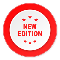 new edition red circle 3d modern design flat icon on white background