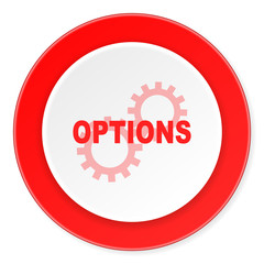 options red circle 3d modern design flat icon on white background
