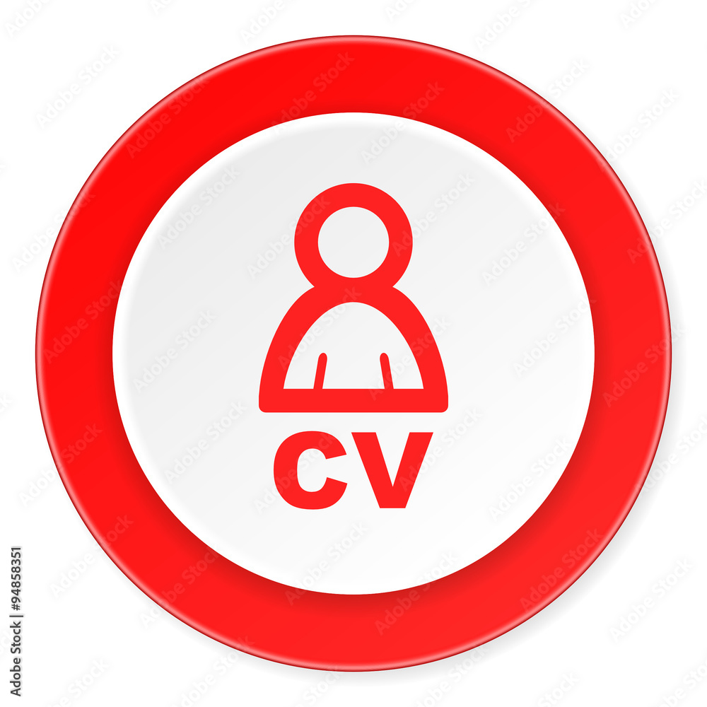 Poster cv red circle 3d modern design flat icon on white background