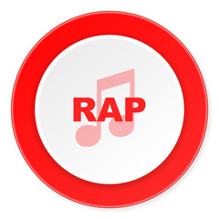 rap music red circle 3d modern design flat icon on white background