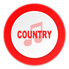 music country red circle 3d modern design flat icon on white background