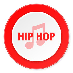 hip hop red circle 3d modern design flat icon on white background