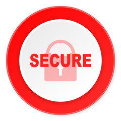 secure red circle 3d modern design flat icon on white background