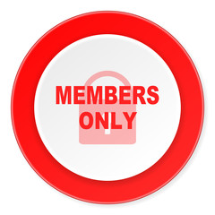 members only red circle 3d modern design flat icon on white background