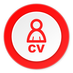 cv red circle 3d modern design flat icon on white background