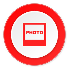 photo red circle 3d modern design flat icon on white background