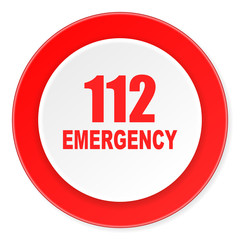 number emergency 112 red circle 3d modern design flat icon on white background