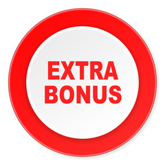 extra bonus red circle 3d modern design flat icon on white background
