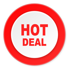 hot deal red circle 3d modern design flat icon on white background