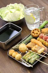 kushiage, kushikatsu, deep fried skewers, japanese food